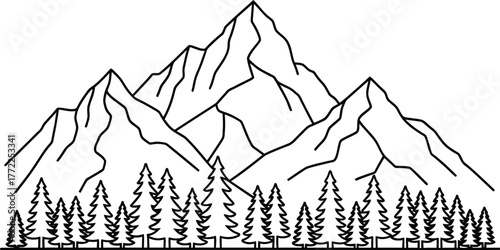 Mountain range peaks trees forest nature landscape outdoors adventure scenic