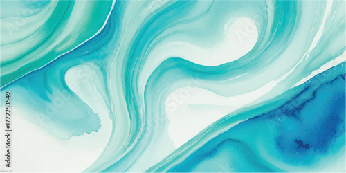 Wallpaper Mural Abstract watercolor background with swirling turquoise and blue creating a fluid organic texture for artistic designs and backgrounds Torontodigital.ca