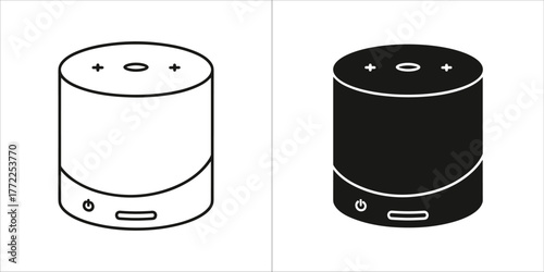 Smart speaker icon in black and white style