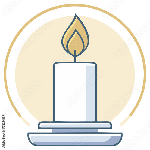 Stylized candle burning brightly inside a circle, offering warmth and light symbolizing remembrance