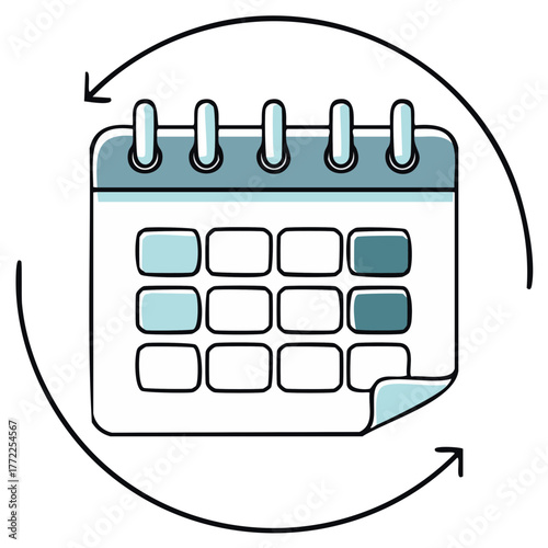 Calendar icon with circular arrow for scheduling and recurring events