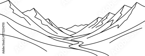 Mountain range valley river landscape nature outdoors travel scenery peaks view