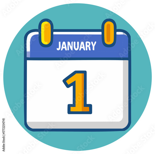 January First Calendar Page Illustration Symbolizing New Year's Day or an Important Deadline