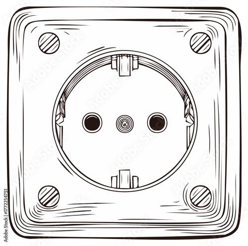 Electrical outlet sketch socket illustration electrical power point wiring