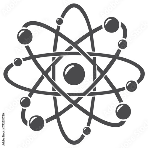Scientific Atomic Structure Model Atom with Electrons Nucleus Symbol Icon