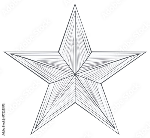 Abstract Geometric Star Outline with Linear Shading Details
