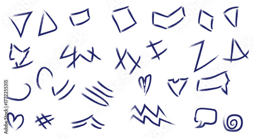 Playful Hand-Drawn Abstract Shapes Vector Set – Geometric and Doodle Icons for Creative Design