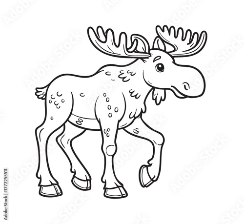 Majestic Moose Coloring Page with Simple Bold Outline