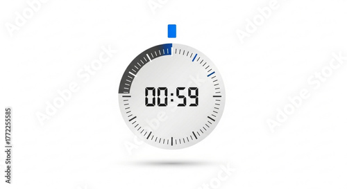 The time is displayed on a digital timer with a, showing 0059, , indicating one minute remaining