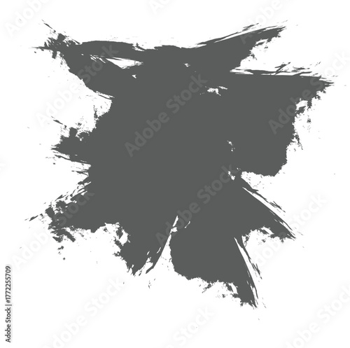 Dark Gray Rorschach Inkblot Vector – Symmetrical Abstract Ink Splatter for Psychological Art