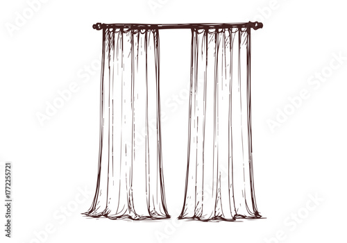 Curtain hand drawn simple ske...