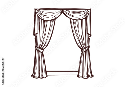 Curtain hand drawn simple ske...
