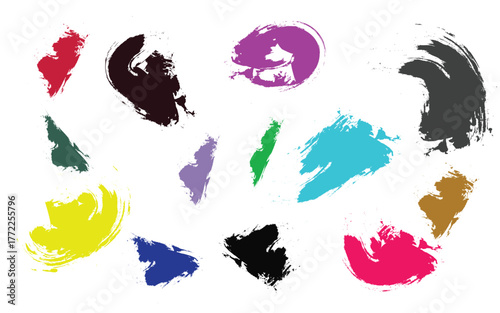 Colorful Paint Brush Strokes Vector Collection – Vibrant Dry Brush Texture