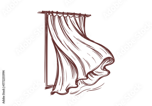 Curtain hand drawn simple ske...