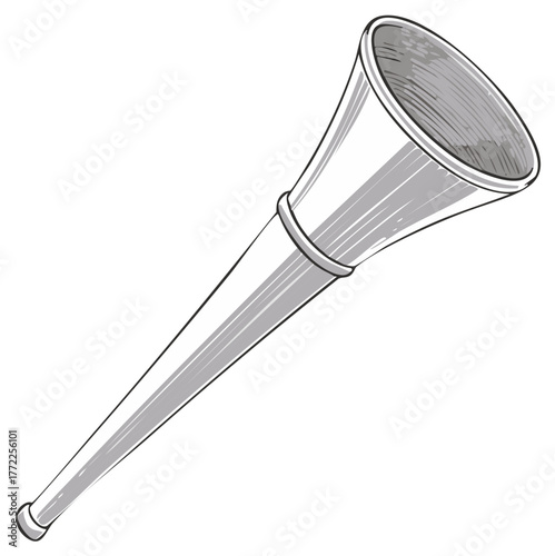Monochrome line art vuvuzela horn for sport events fan cheering illustration
