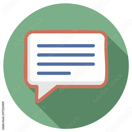 Message Bubble Flat Design Icon with Text Lines on Green Background Communication Graphic