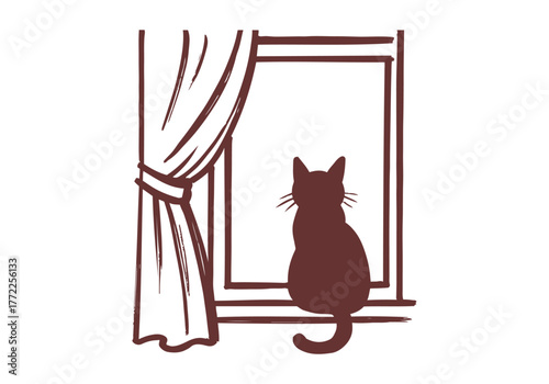 Curtain hand drawn simple ske...