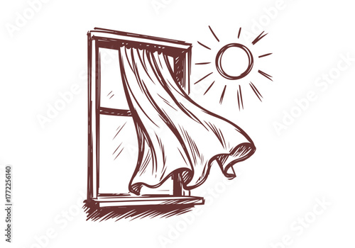 Curtain hand drawn simple ske...