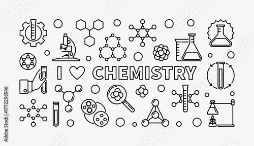 Modern Chemical Concept Line Illustration