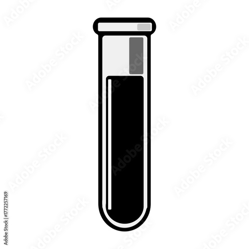 Test tube containing dark liquid stands upright in laboratory, representing scientific analysis and experimentation with a clean and minimalist aesthetic.