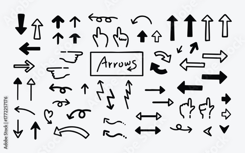 Hand drawn arrows on black
