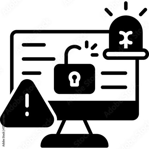 Security Breach Alert Solid Icon