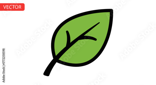 Green leaf icon with transparent background