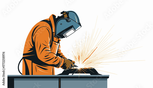 worker welding steel
