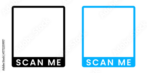 QR Code Frame with Text “Scan Me” at the Bottom — Modern Promotional Template Isolated on White