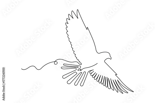Continuous one line drawing of bird minimalist concept design