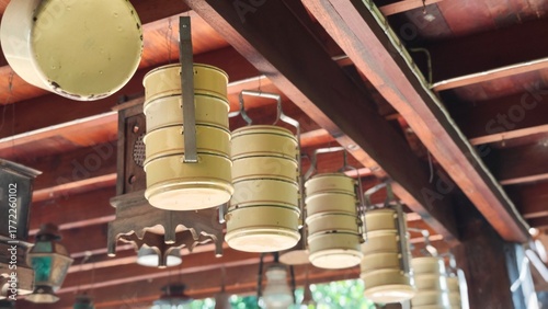 Tiffin carrier hanging for decoration. Lunch box.