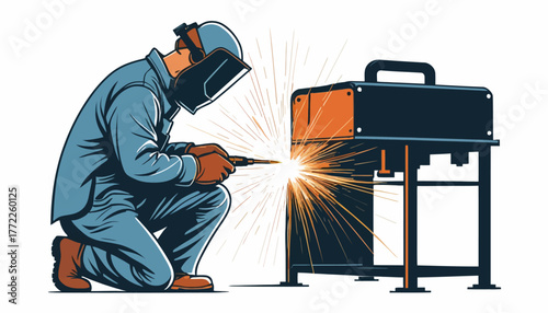 worker welding steel