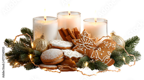 Festive Christmas Arrangement, isolated on transparent background