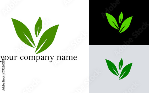Modern green leaf company logo design with stylish minimal look. Fresh organic brand identity for eco-friendly businesses.