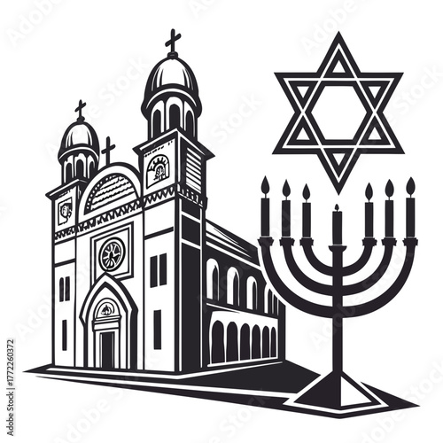 Symbols of christianity and judaism