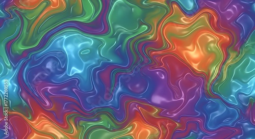 Holographic Liquid Marble Texture with Iridescent Gloss