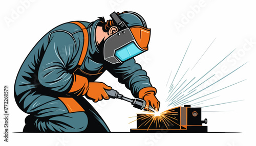 worker welding steel