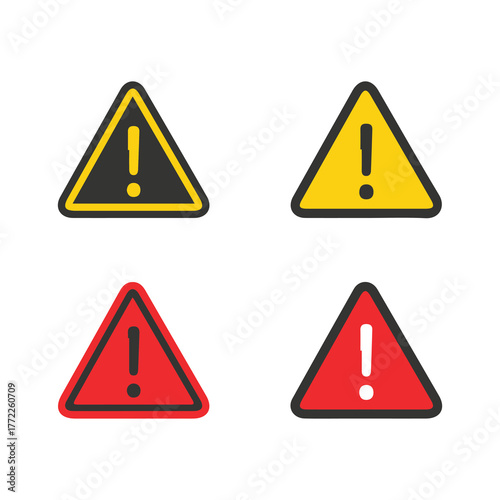 Stop Sign Icons Set – Blank Caution, Warning and Traffic Signal Vector Design
