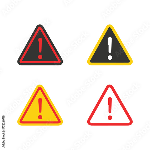 Stop Sign Icons Set – Blank Caution, Warning and Traffic Signal Vector Design
