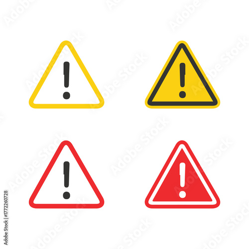 Stop Sign Icons Set – Blank Caution, Warning and Traffic Signal Vector Design
