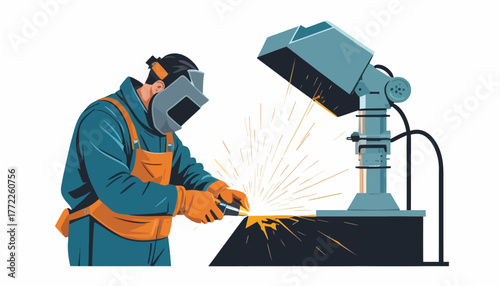 worker welding steel