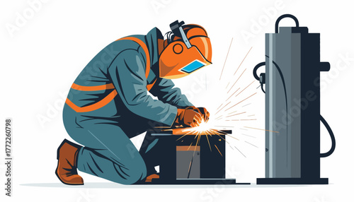 worker welding steel