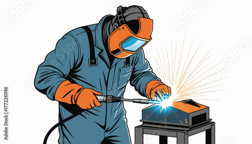 worker welding steel