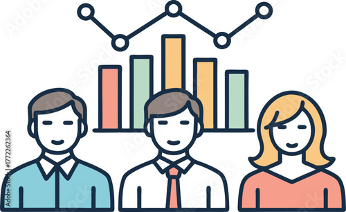 Diverse team analyzing growth charts and data trends for successful business strategy and financial planning insights.