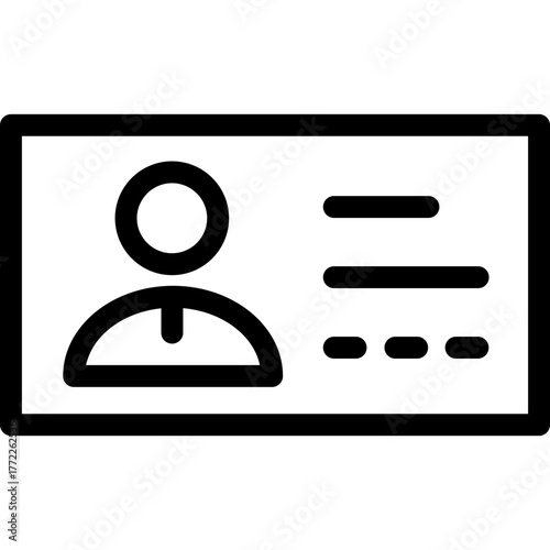 ID Card isolated on white background. Identification card icon. Business identity ID card icon template badge. Identification personal contact in flat style