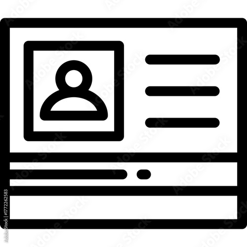 ID Card isolated on white background. Identification card icon. Business identity ID card icon template badge. Identification personal contact in flat style