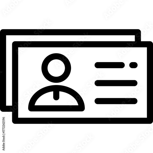 ID Card isolated on white background. Identification card icon. Business identity ID card icon template badge. Identification personal contact in flat style