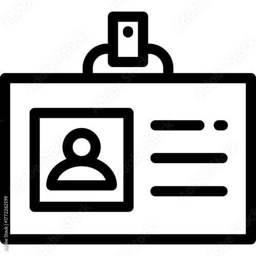 ID Card isolated on white background. Identification card icon. Business identity ID card icon template badge. Identification personal contact in flat style