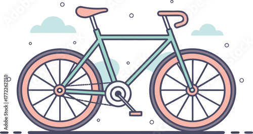 Vibrant bicycle with stylish pastel accents perfect for modern urban commuting and active lifestyle promotions.