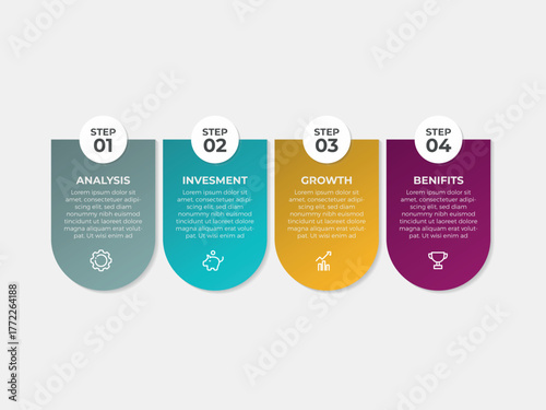 Infographics design template, business concept with 4 steps or options, can be used for workflow layout, diagram, annual report, web design.Creative banner, label vector.